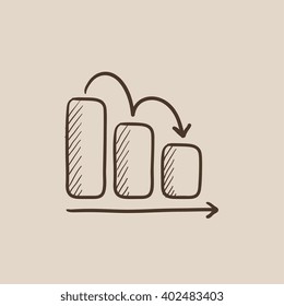 Bar chart down sketch icon.