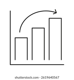 Bar Chart With Downward Arrow Line Icon. Business Decline, Financial Loss, And Market Downturn Outline Symbol. Economic Analysis And Trend Tracking. Editable Stroke. Isolated Vector Illustration.