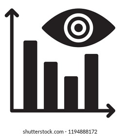 Bar chart with eye conceptualizing statistical vision icon 