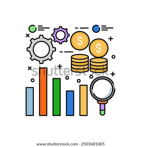 Bar Chart Fill Color Icon, Vector illustration