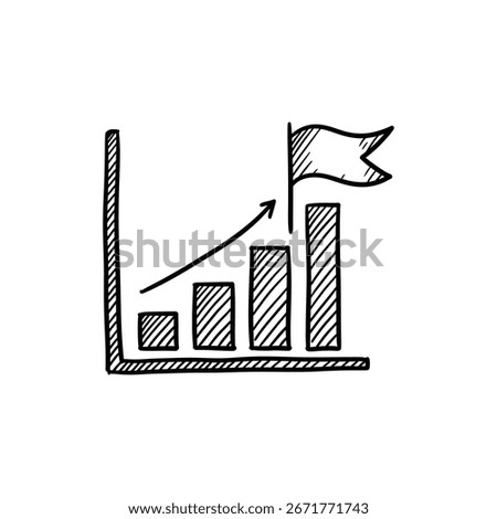 Bar Chart with Flag Symbol Indicating Milestone Completion