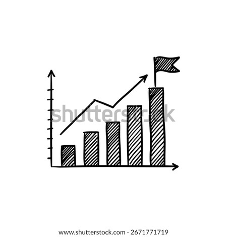 Bar Chart with Flag Symbol Showing Growth Tracking