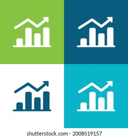 Gráfico de barras Plano cuatro colores mínimo conjunto de iconos