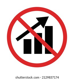 Bar chart and forbidden sign. Vectors.
