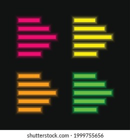 Bar Chart four color glowing neon vector icon