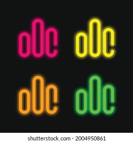 Gráfico de barras cuatro color brillante icono vector neón