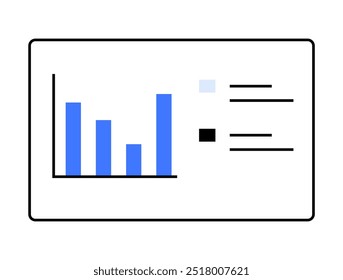 A bar chart with four vertical bars and accompanying text is presented on a simplistic screen. Ideal for business reports, data presentations, marketing analytics, educational content, and financial