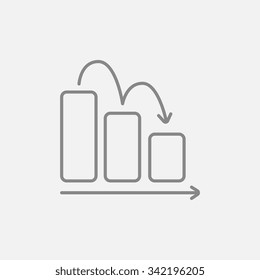 Bar Chart Going Down Line Icon For Web, Mobile And Infographics. Vector Dark Grey Icon Isolated On Light Grey Background.