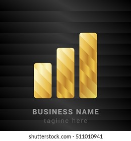 Bar Chart Gold and Black silk fashion premium icon / Logo