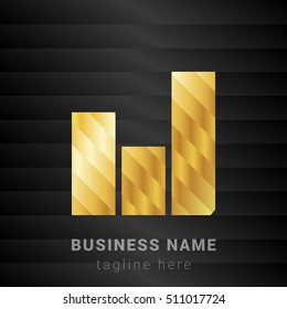 Bar Chart Gold and Black silk fashion premium icon / Logo