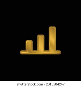 Bar Chart gold plated metalic icon or logo vector