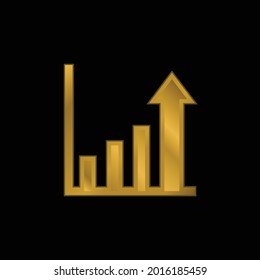 Bar Chart gold plated metalic icon or logo vector
