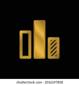 Bar Chart gold plated metalic icon or logo vector