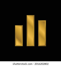 Bar Chart gold plated metalic icon or logo vector
