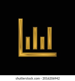 Bar Chart gold plated metalic icon or logo vector