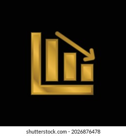 Bar Chart gold plated metalic icon or logo vector