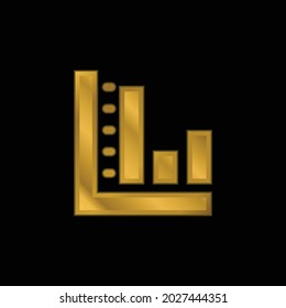 Bar Chart gold plated metalic icon or logo vector
