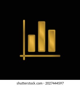 Bar Chart gold plated metalic icon or logo vector