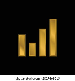 Bar Chart gold plated metalic icon or logo vector