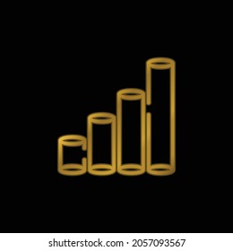 Bar Chart gold plated metalic icon or logo vector