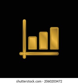 Bar Chart gold plated metalic icon or logo vector