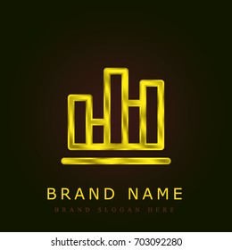 Bar chart golden metallic logo