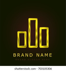 Bar chart golden metallic logo
