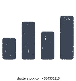 Bar Chart grainy textured icon for overlay watermark stamps. Flat symbol with dust texture. Dotted vector smooth blue ink rubber seal stamp with grunge design on a white background.