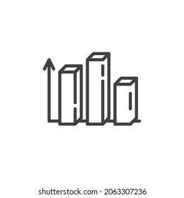 Bar chart graph diagram line icon. linear style sign for mobile concept and web design. Bar chart infographics outline vector icon. Symbol, logo illustration. Vector graphics