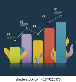 Bar Chart Graph Diagram Statistical Business Infographic Illustration with Nature Leaf
