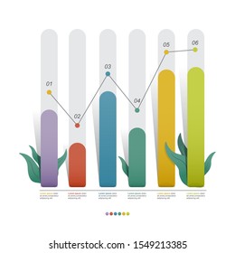 Bar Chart Graph Diagram Statistical Business Infographic Illustration with Nature Leaf