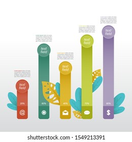 Bar Chart Graph Diagram Statistical Business Infographic Illustration with Nature Leaf