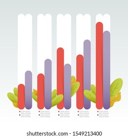 Bar Chart Graph Diagram Statistical Business Infographic Illustration with Nature Leaf