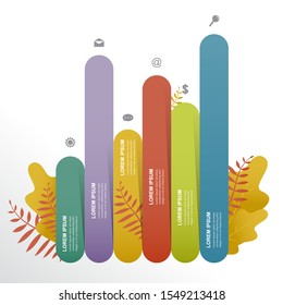 Bar Chart Graph Diagram Statistical Business Infographic Illustration with Nature Leaf
