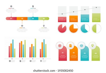 Bar Chart Graph Diagram Statistical Business Infographic Element Set 