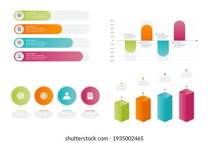 Bar Chart Graph Diagram Statistical Business Infographic Element Set 