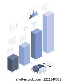 Bar Chart Graph Diagram Statistical Business Infographic Illustration. icon marketing graph analyze 3d model purple theme and minimal concept 3d rendering.