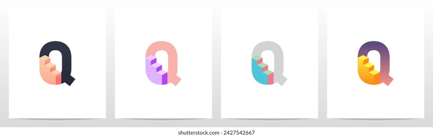 Bar Chart Graph Inside Initial Letter Logo Design Q