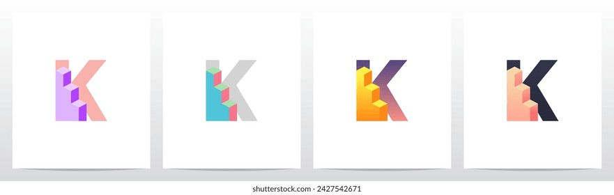 Bar Chart Graph Inside Initial Letter Logo Design K