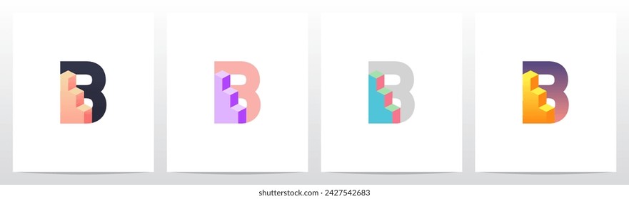 Bar Chart Graph Inside Initial Letter Logo Design B