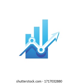 Bar Chart Graph Stat and Growth Arrow Economy Investment Logo Icon