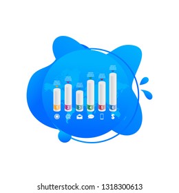 Bar Chart Graph Statistical Business Infographic in Gradient Fluid Liquid