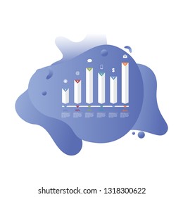 Bar Chart Graph Statistical Business Infographic in Gradient Fluid Liquid