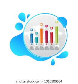Bar Chart Graph Statistical Business Infographic in Gradient Fluid Liquid