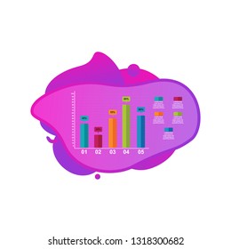 Bar Chart Graph Statistical Business Infographic in Gradient Fluid Liquid