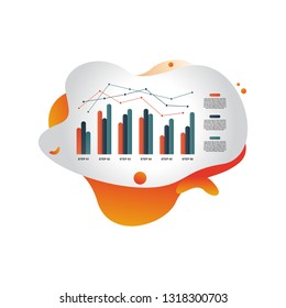 Bar Chart Graph Statistical Business Infographic in Gradient Fluid Liquid