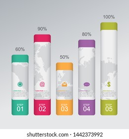 Bar Chart Graph Steps Diagram Statistical Business Infographic Illustration