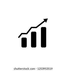 Bar chart growth with arrow vector icon