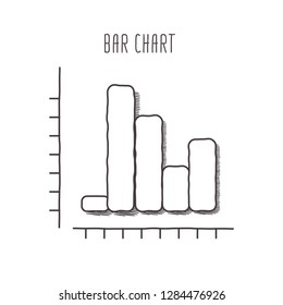 Bar chart. Hand drawing chart isolated on white background. Vector illustration of a sketch style design