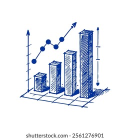 Bar chart hand drawn vector sketch